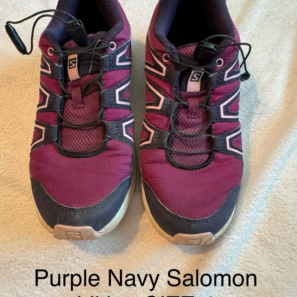 Salomon Women's Burgundy and Dark Blue Sneakers